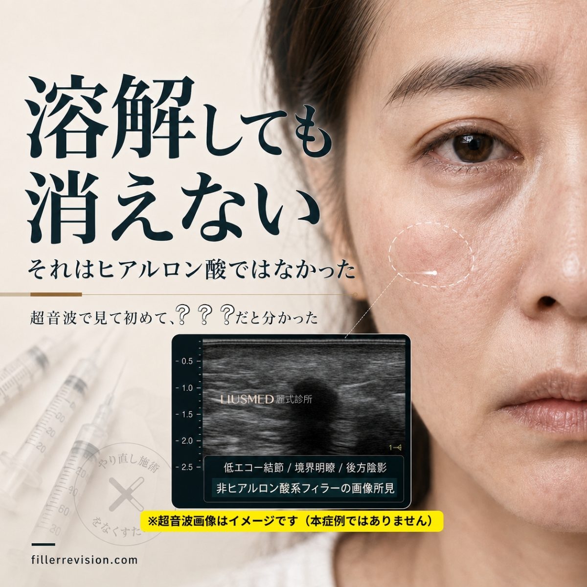 注入物合併症：顔の中身がヒアルロン酸でなければ、ヒアルロン酸分解酵素をいくら打っても無意味