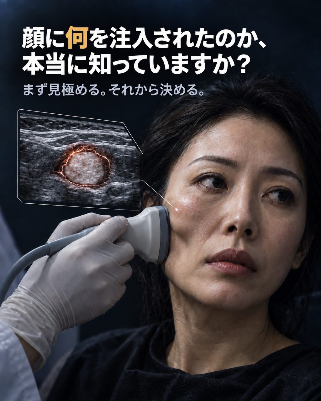 ヒアルロン酸溶解酶を1年以上打っても頬の凹みやしこりが消えない：超音波が暴いたフィラーの真実