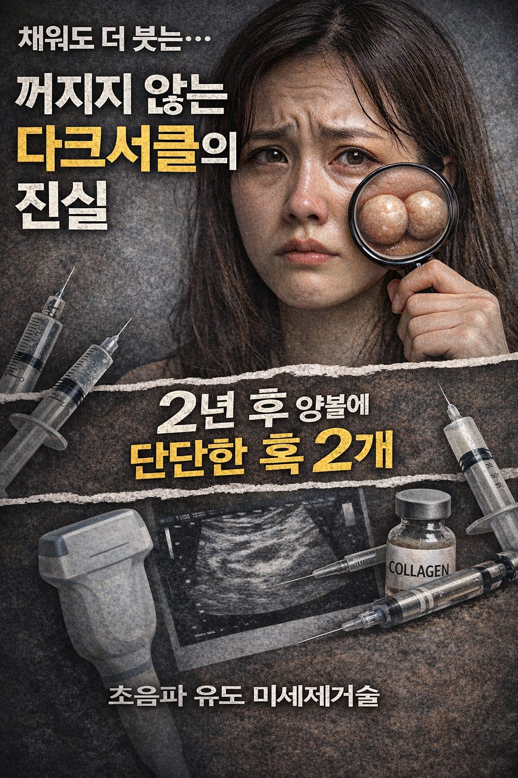 눈물고랑은 채워지지 않고, 애플존에 단단한 '경결'이 생겼나요? 문제는 주입 부족이 아니라 필러 이동일 수 있습니다!